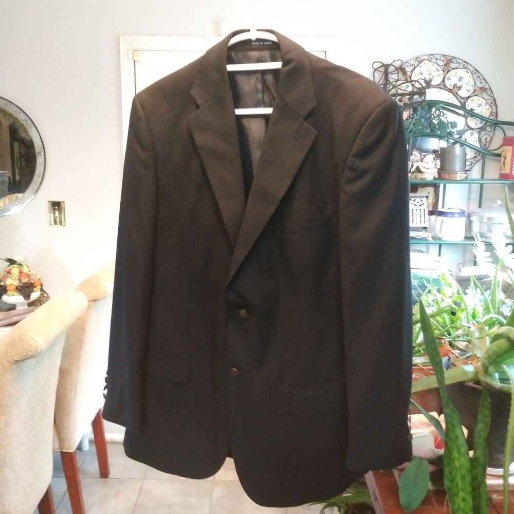 George Suit Coat 40R Black Jacket 2 button fully lined metal buttons